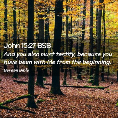 Picture 02 - John 15:27 BSB - And you also must testify, because you have been - Bible Verse Picture