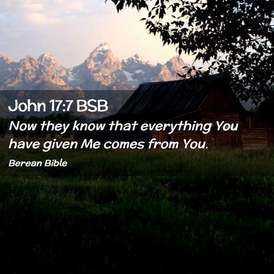 Picture 02 - John 17:7 BSB - Now they know that everything You have given Me - Bible Verse Picture