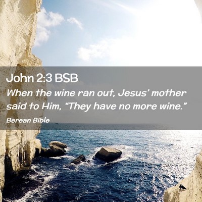 Picture 02 - John 2:3 BSB - When the wine ran out, Jesus’ mother said to - Bible Verse Picture