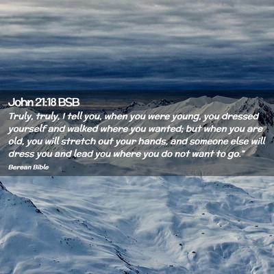 Picture 02 - John 21:18 BSB - Truly, truly, I tell you, when you were young, - Bible Verse Picture