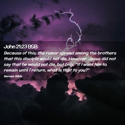 Picture 02 - John 21:23 BSB - Because of this, the rumor spread among the - Bible Verse Picture