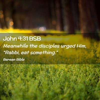 Picture 02 - John 4:31 BSB - Meanwhile the disciples urged Him, “Rabbi, eat - Bible Verse Picture