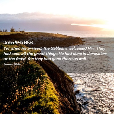 Picture 02 - John 4:45 BSB - Yet when He arrived, the Galileans welcomed Him. - Bible Verse Picture
