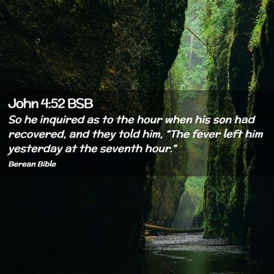 Picture 02 - John 4:52 BSB - So he inquired as to the hour when his son had - Bible Verse Picture