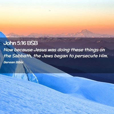 Picture 02 - John 5:16 BSB - Now because Jesus was doing these things on the - Bible Verse Picture