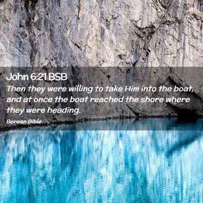 Picture 02 - John 6:21 BSB - Then they were willing to take Him into the boat, - Bible Verse Picture