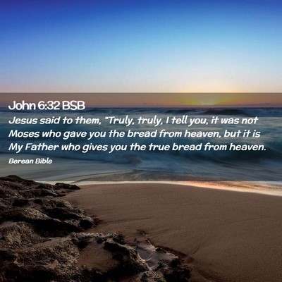 Picture 02 - John 6:32 BSB - Jesus said to them, “Truly, truly, I tell you, - Bible Verse Picture