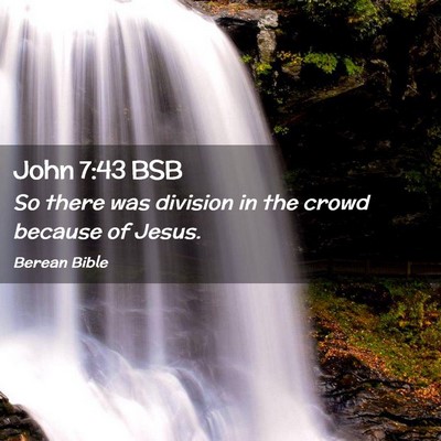 Picture 02 - John 7:43 BSB - So there was division in the crowd because of - Bible Verse Picture