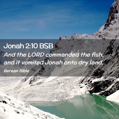 Picture 02 - Jonah 2:10 BSB - And the LORD commanded the fish, and it vomited - Bible Verse Picture