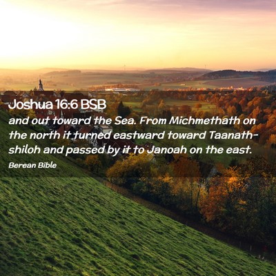 Picture 02 - Joshua 16:6 BSB - and out toward the Sea. From Michmethath on the - Bible Verse Picture