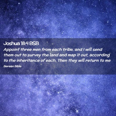 Picture 02 - Joshua 18:4 BSB - Appoint three men from each tribe, and I will - Bible Verse Picture
