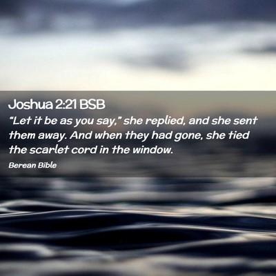 Picture 02 - Joshua 2:21 BSB - “Let it be as you say,” she replied, and she - Bible Verse Picture