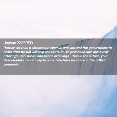 Picture 02 - Joshua 22:27 BSB - Rather, let it be a witness between us and you - Bible Verse Picture