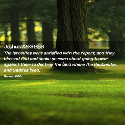 Picture 02 - Joshua 22:33 BSB - The Israelites were satisfied with the report, - Bible Verse Picture