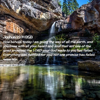 Picture 02 - Joshua 23:14 BSB - Now behold, today I am going the way of all the - Bible Verse Picture