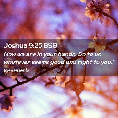 Picture 02 - Joshua 9:25 BSB - Now we are in your hands. Do to us whatever seems - Bible Verse Picture