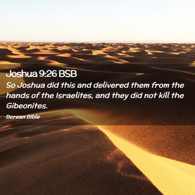 Picture 02 - Joshua 9:26 BSB - So Joshua did this and delivered them from the - Bible Verse Picture