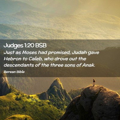 Picture 02 - Judges 1:20 BSB - Just as Moses had promised, Judah gave Hebron to - Bible Verse Picture