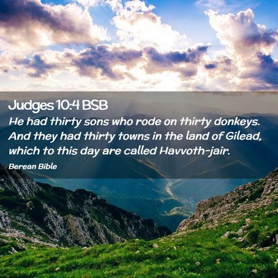 Picture 02 - Judges 10:4 BSB - He had thirty sons who rode on thirty donkeys. - Bible Verse Picture