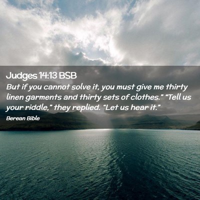 Picture 02 - Judges 14:13 BSB - But if you cannot solve it, you must give me - Bible Verse Picture