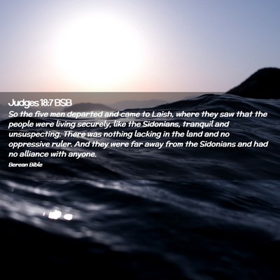 Picture 02 - Judges 18:7 BSB - So the five men departed and came to Laish, where - Bible Verse Picture