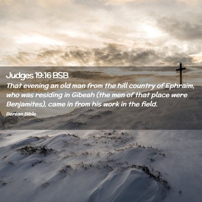 Picture 02 - Judges 19:16 BSB - That evening an old man from the hill country of - Bible Verse Picture