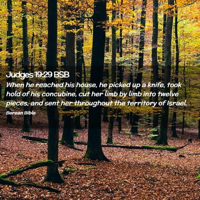 Picture 02 - Judges 19:29 BSB - When he reached his house, he picked up a knife, - Bible Verse Picture
