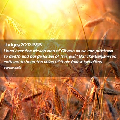 Picture 02 - Judges 20:13 BSB - Hand over the wicked men of Gibeah so we can put - Bible Verse Picture