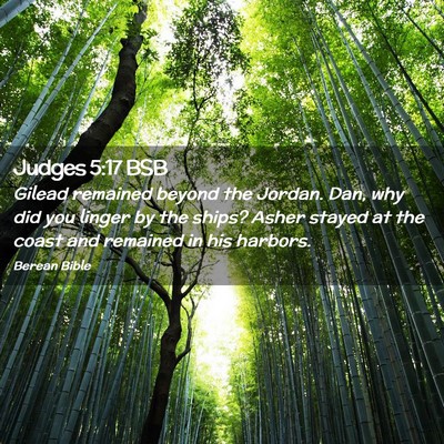 Picture 02 - Judges 5:17 BSB - Gilead remained beyond the Jordan. Dan, why did - Bible Verse Picture