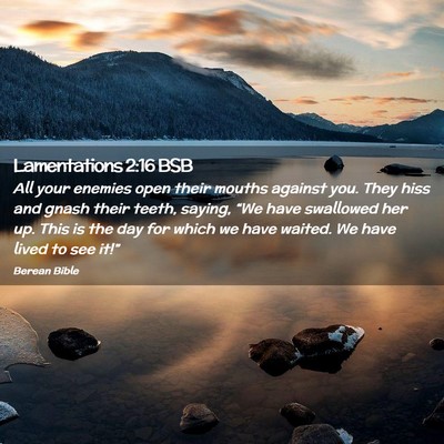 Picture 02 - Lamentations 2:16 BSB - All your enemies open their mouths against you. - Bible Verse Picture