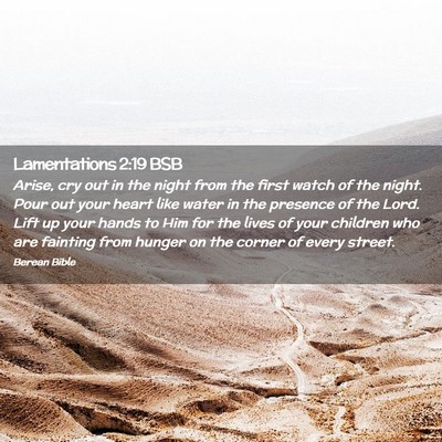 Picture 02 - Lamentations 2:19 BSB - Arise, cry out in the night from the first watch - Bible Verse Picture