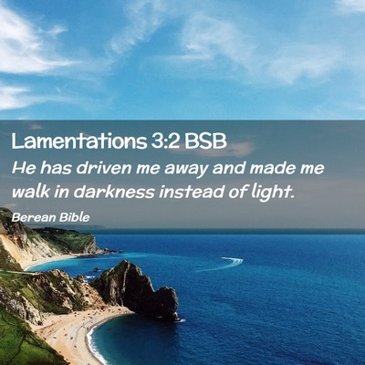 Picture 02 - Lamentations 3:2 BSB - He has driven me away and made me walk in - Bible Verse Picture