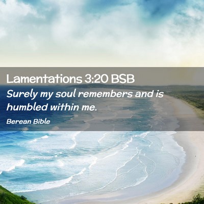 Picture 02 - Lamentations 3:20 BSB - Surely my soul remembers and is humbled within - Bible Verse Picture