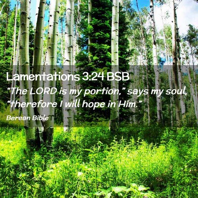 Picture 02 - Lamentations 3:24 BSB - “The LORD is my portion,” says my soul, - Bible Verse Picture