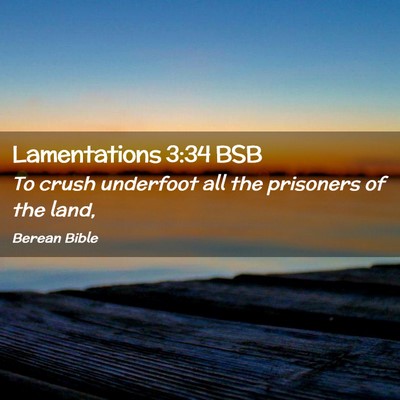 Picture 02 - Lamentations 3:34 BSB - To crush underfoot all the prisoners of the - Bible Verse Picture