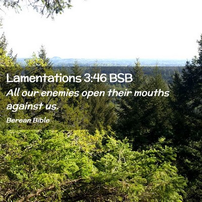Picture 02 - Lamentations 3:46 BSB - All our enemies open their mouths against - Bible Verse Picture