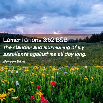 Picture 02 - Lamentations 3:62 BSB - the slander and murmuring of my assailants - Bible Verse Picture