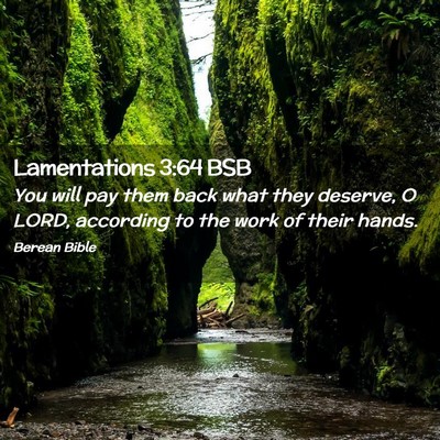 Picture 02 - Lamentations 3:64 BSB - You will pay them back what they deserve, O LORD, - Bible Verse Picture