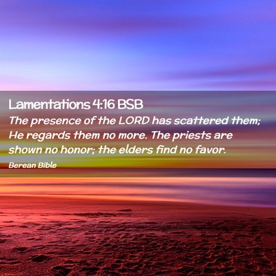 Picture 02 - Lamentations 4:16 BSB - The presence of the LORD has scattered them; He - Bible Verse Picture