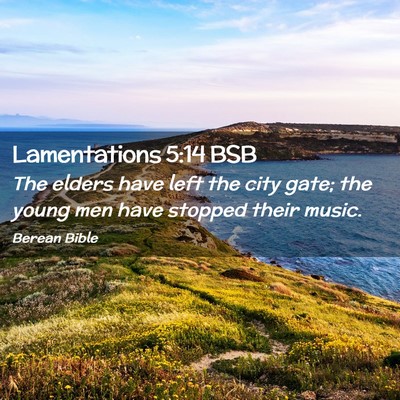 Picture 02 - Lamentations 5:14 BSB - The elders have left the city gate; the young men - Bible Verse Picture