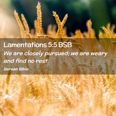 Picture 02 - Lamentations 5:5 BSB - We are closely pursued; we are weary and find no - Bible Verse Picture