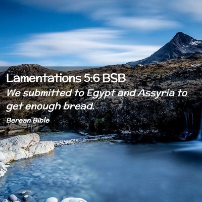 Picture 02 - Lamentations 5:6 BSB - We submitted to Egypt and Assyria to get enough - Bible Verse Picture