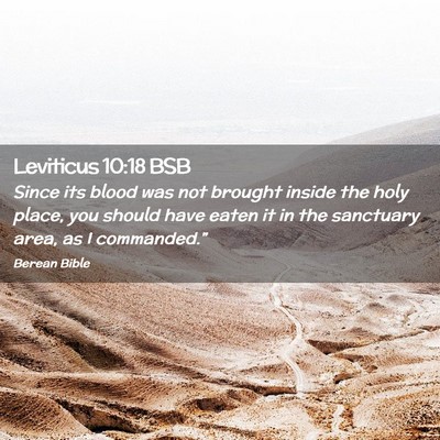 Picture 02 - Leviticus 10:18 BSB - Since its blood was not brought inside the holy - Bible Verse Picture