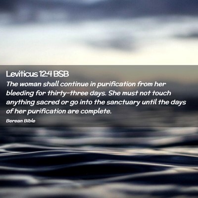 Picture 02 - Leviticus 12:4 BSB - The woman shall continue in purification from her - Bible Verse Picture