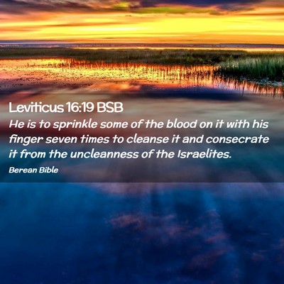 Picture 02 - Leviticus 16:19 BSB - He is to sprinkle some of the blood on it with - Bible Verse Picture