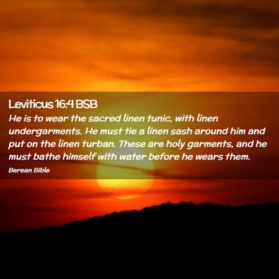 Picture 02 - Leviticus 16:4 BSB - He is to wear the sacred linen tunic, with linen - Bible Verse Picture