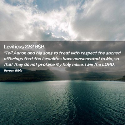 Picture 02 - Leviticus 22:2 BSB - “Tell Aaron and his sons to treat with respect - Bible Verse Picture