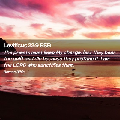 Picture 02 - Leviticus 22:9 BSB - The priests must keep My charge, lest they bear - Bible Verse Picture