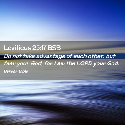 Picture 02 - Leviticus 25:17 BSB - Do not take advantage of each other, but fear - Bible Verse Picture