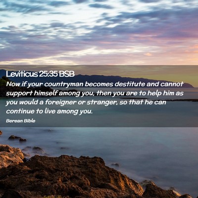 Picture 02 - Leviticus 25:35 BSB - Now if your countryman becomes destitute and - Bible Verse Picture
